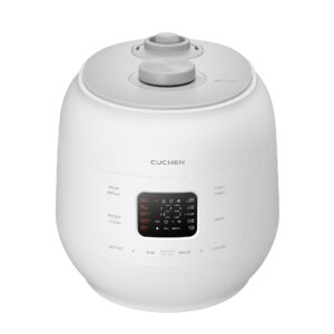 cuchen crs-fwk0640wus | dual heating pressure rice cooker 6 cup (uncooked) (1.14 quarts): 6 person serving / per use | high/non-pressure | triple power packing | easy open handle | stainless cover | auto steam clean | white