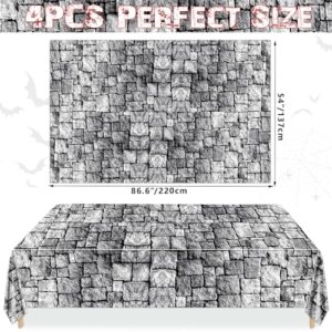 4Pcs Stone Wall Tablecloths, Cobblestone Tablecloths, Rectangular Brick Tablecloth, Stone Printed Table Cover, Stone Wall Backdrop for Medieval Castle Knight Halloween Party Supplies, 51 x 86 Inch