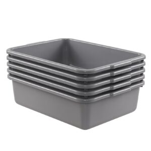 rinboat 8 l gray plastic bus tub, commercial plastic bus box, 5 packs