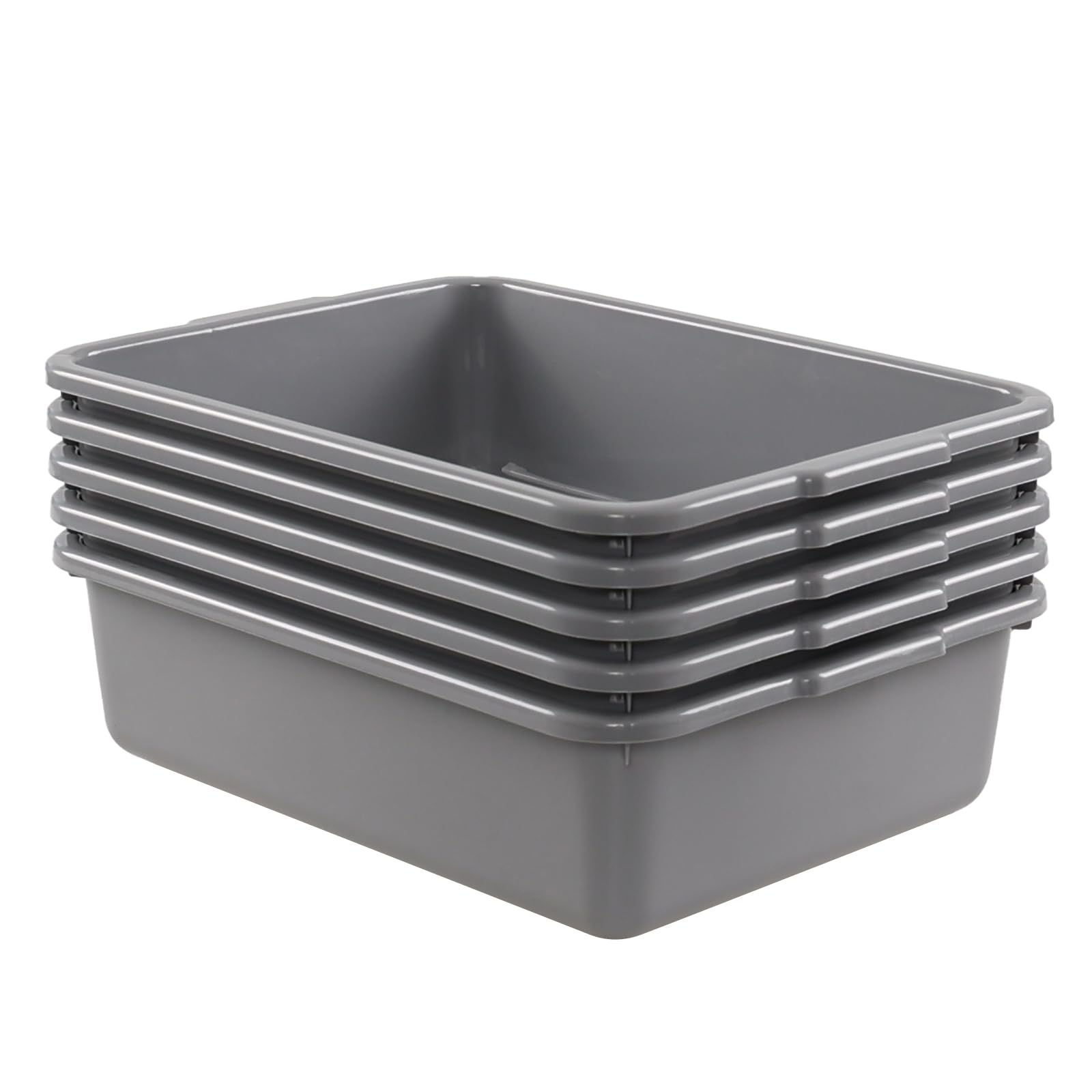 Rinboat 8 L Gray Plastic Bus Tub, Commercial Plastic Bus Box, 5 Packs