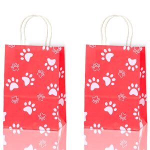 Puppy Dog Paw Print Party Favor Bags 24 Pcs Paw Print Theme Candy Treat Bags Thank You Paper Gift Bags with Handles for Baby Shower Birthday Wedding Party Favor Puppy Dog Paw Print Party Supplies