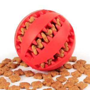 We Rocks Dog Toy Ball,Nontoxic Bite Resistant Teething Toys Balls for Small Dog and Puppy Cat, Dog Pet Food Treat Feeder Chew Tooth Cleaning Ball Exercise Game Dog Ball (Red)