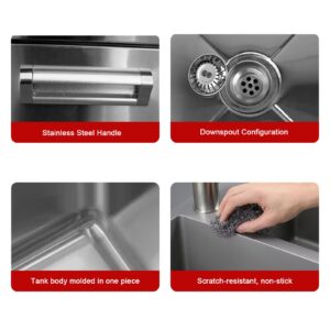 2 Compartment Commercial/Industrial Sink,Free Standing Kitchen Stainless Steel Sink Cabinet,Laundry Sink With Cabinet, Stainless Steel Utility Sinks(100cm/39.4in double slot)