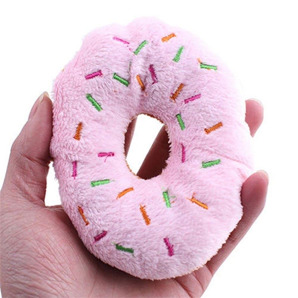 1Pcs Donut Dog Chew Toy Soft Plush Donut Sound Toy Cute Pet Bite Squeaker Sound Puppy Dog Plush Chewing Toy Pet Supply for Puppy(Blue)