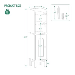 Hzuaneri Bathroom Storage Cabinet, Small Corner Floor Cabinet with Door and Shelves, Narrow Toilet Paper Cabinet, Bathroom Organizer with Adjustable Shelf, for Small Spaces, White BC08203X