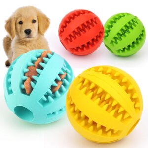 We Rocks Dog Toy Ball,Nontoxic Bite Resistant Teething Toys Balls for Small Dog and Puppy Cat, Dog Pet Food Treat Feeder Chew Tooth Cleaning Ball Exercise Game Dog Ball (Yellow)