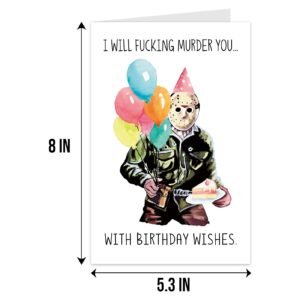 Funny Jason Birthday Card for Him Her, Horror Movie Theme Birthday Card, Scary Killer Birthday Greeting Card, Halloween Birthday Card