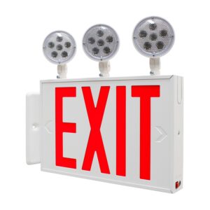 LFI Lights | UL Certified | New York City Approved Combo Exit Sign and Emergency Light | White Housing | Battery Backup