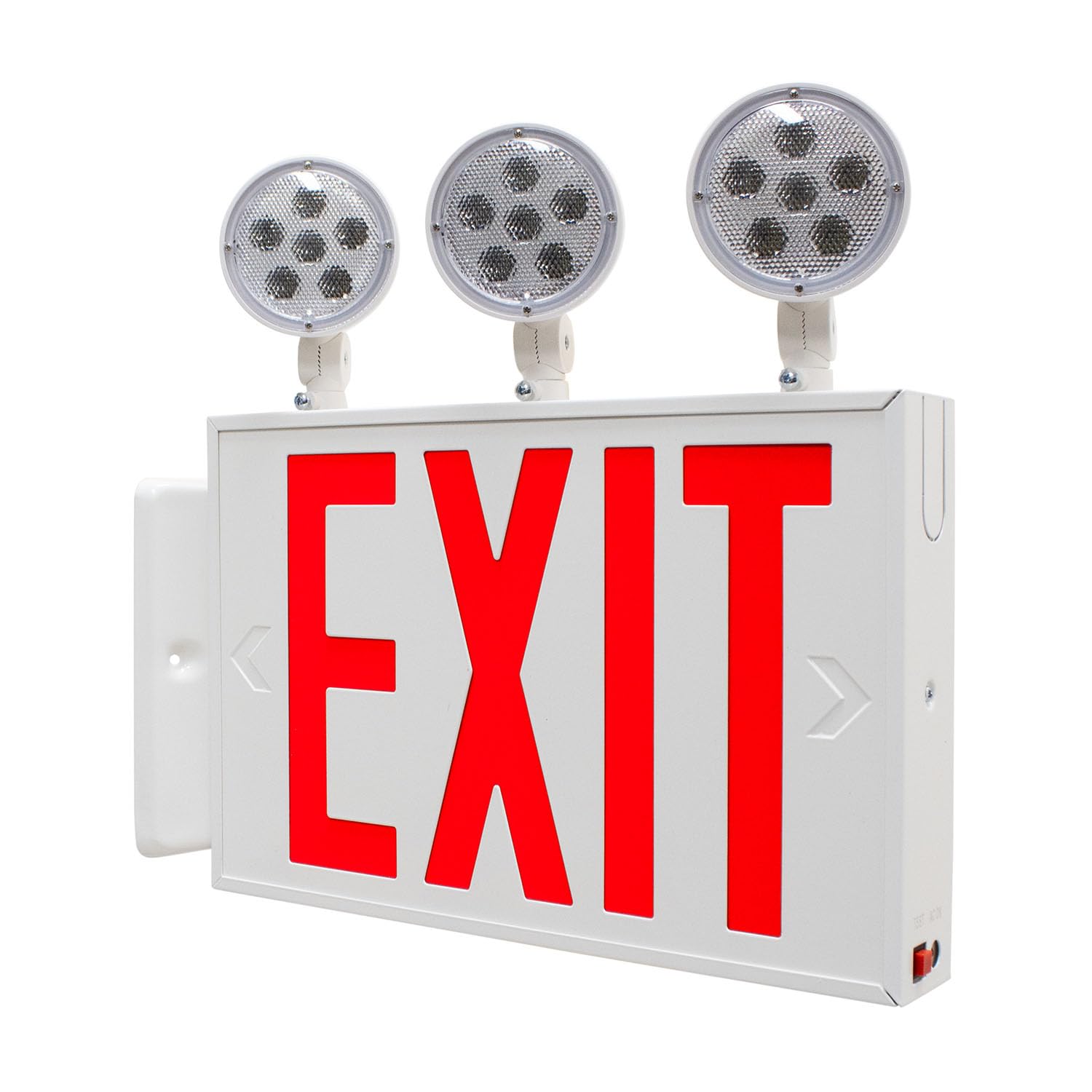 LFI Lights | UL Certified | New York City Approved Combo Exit Sign and Emergency Light | White Housing | Battery Backup