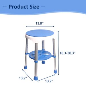 Swivel Shower Stool for Inside Shower-360 Degree Rotating Shower Chair with 5 Adjustable Height, Storage Tray, Anti-Slip Rubber Tips, Bath Chair Shower Bench Seat for Seniors Elderly, Handicap 300 LBS