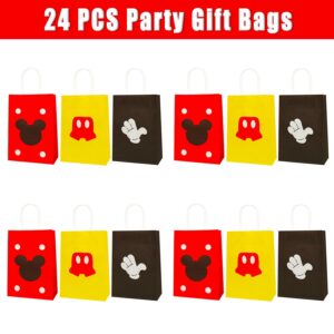 JAROVOKUWO 24 Pcs Cartoon Mouse Party Favor Treat Bags Gift Bags,Cake Snack Goody Cardboard Bags for Kids Mouse Theme Baby Shower Birthday Party Decorations Supplies