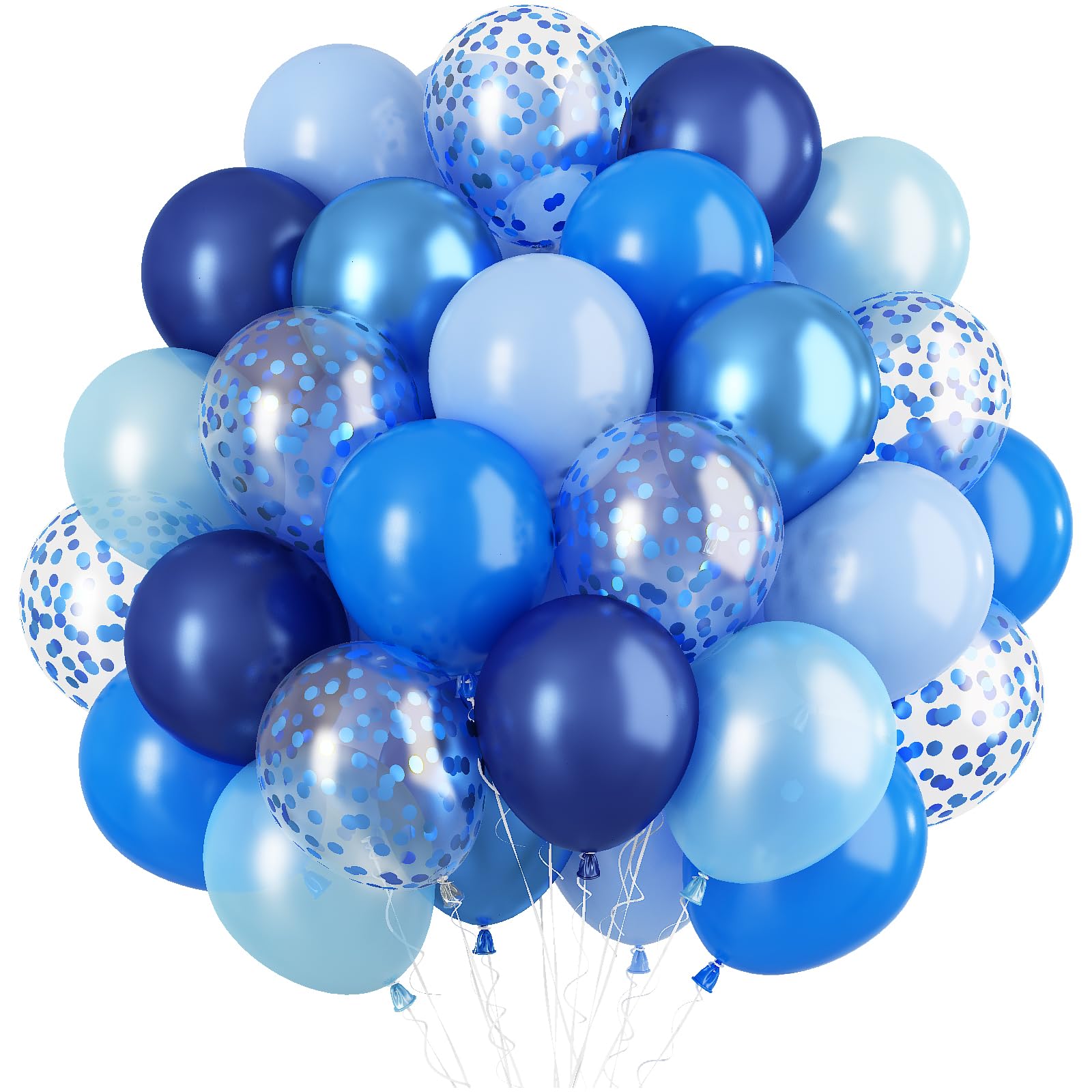 Blue Balloons 60 Packs 12 Inches Navy Blue Metallic Blue Balloons Baby Light Blue Balloons and Confetti Helium Balloons Birthday Decoration, Bridal Shower, Wedding, Baby Shower Boys Men Graduation