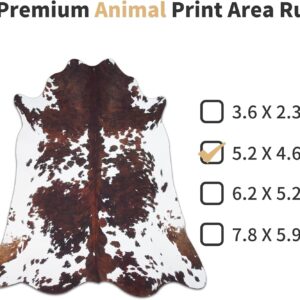 coffinsea Faux Cowhide Rug 5.2x4.6 ft Area Rugs Cow Hide Area Rugs Carpet Western Rugs for Bedroom Living Room Dining Room Decor Animal Print Rugs Cow Rug for Western Home Decor Fur Rug Carpets