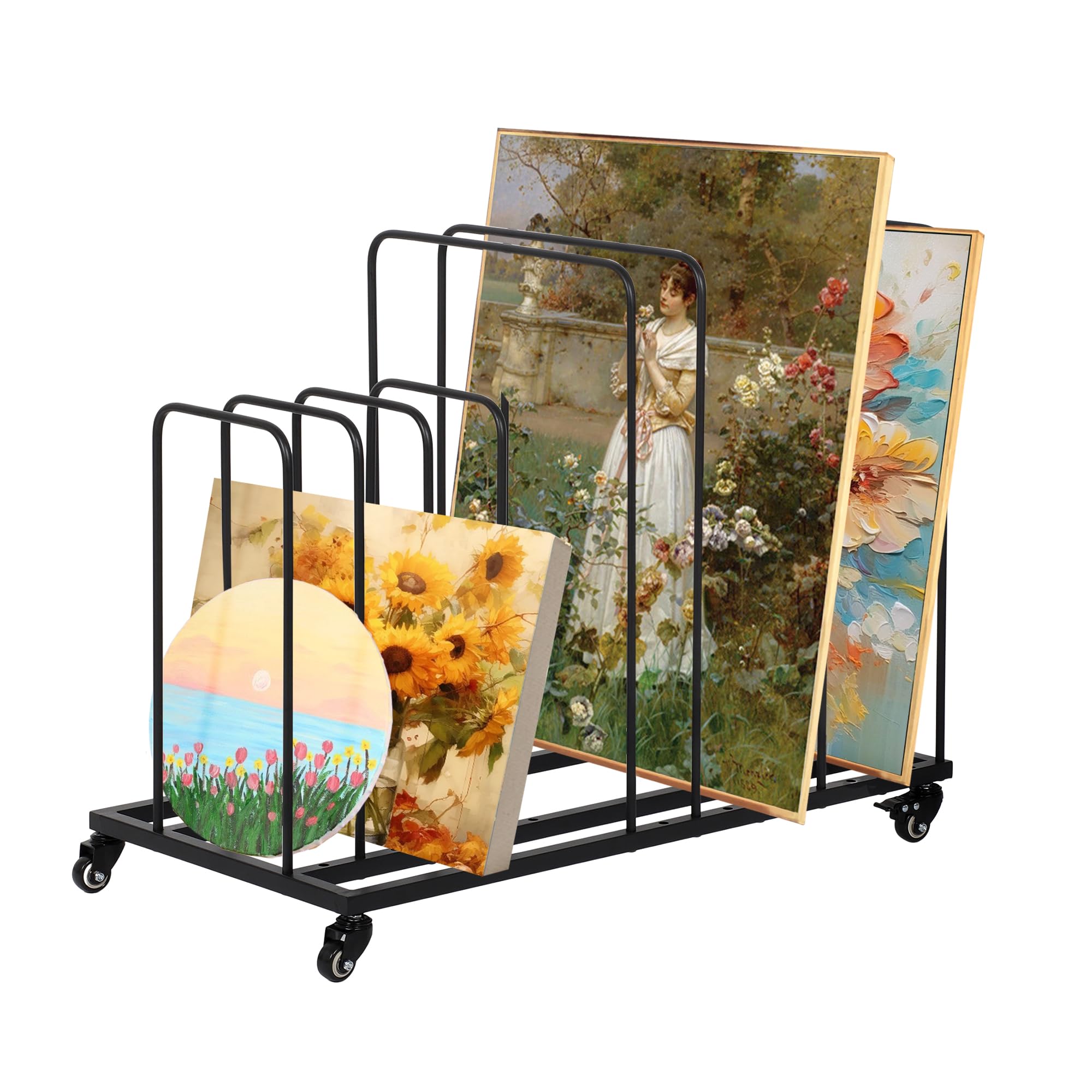 ikare Art Canvas Storage Rack, Art Drying Painting Rack with Wheels, Adjustable Art Storage Easel Display Stands for Canvas Boards, Panel, Crafts Drying & Print Racks, Frame