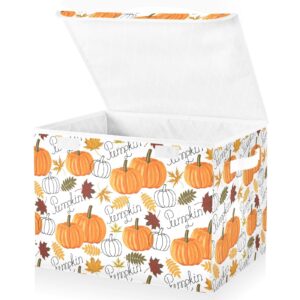 senya thanksgiving storage baskets collapsible storage bins with lids, pumpkin leaf fall autumn thanksgiving storage boxes clothes baskets for organizing