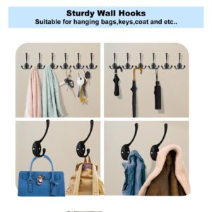 Kruodop 4Pcs Coat Hooks Wall Hooks for Hanging Heavy Duty, Wall Mounted Black Towel Hooks, Metal Single Coat Hanger with Screws Cup Retro for Coats, Handbags, Towels