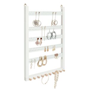 Wall Mounted Earring Organizer, Earring Holder Organizer Wall,Solid Wood Earring Hanging Jewelry Organizer and Storage, Wooden Necklace Holder, Earring Display for Studs, Dangling, Bracelet and Rings