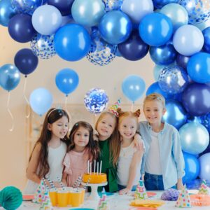 Blue Balloons 60 Packs 12 Inches Navy Blue Metallic Blue Balloons Baby Light Blue Balloons and Confetti Helium Balloons Birthday Decoration, Bridal Shower, Wedding, Baby Shower Boys Men Graduation