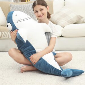 HAIJUNYA 48” Blue Giant Sharks Plush,Large Whale Shark Stuffed Animals, Big Ocean Sea Fish Squishy Body Pillow Soft Plushies Toys,Gifts for Kids Girls Boys, Birthday,Easter