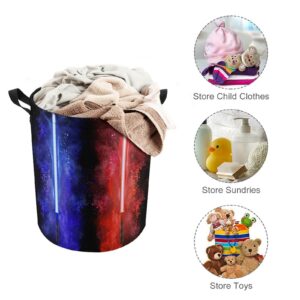 Abstract Blue Lightsaber Foldable Laundry Basket Cool Boys Red Burning Lightsaber Paint Style for Bedroom Laundry Room Closet Bathroom One Size