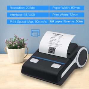 GZGYNADAST 80mm Bluetooth Portable Thermal Receipt Printer,only Compatible with Android/Windows, Can't Support iOS/ipad/MAC,3 inch Ticket Wireless Android Bill Invoice Printer for Small Business