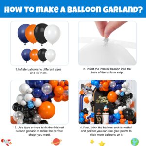 Biapian Blue and Orange Balloon Arch, 113Pcs Navy Blue and Orange Balloon Garland with Dark Light Blue and Orange Black White Latex Balloons for Boys Men Space Birthday Graduation Party Decorations