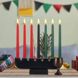 Zubebe 10 Pcs Kwanzaa Kinara Set 3 Red 3 Green 1 Black Kwanzaa Candles Set Black Kwanzaa Kinara Bamboo Table Mat Kwanzaa Candle Holder Wooden Wine Goblet for Kwanzaa Celebration Decoration