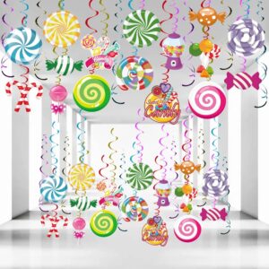 mgahyi 38 pcs candy hanging swirls decorations,candyland birthday party decorations,colorful swirl lollipop candy themed birthday decorations for sweet shop,baby shower supplies(candy)