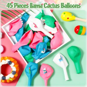 Aoriher 45 Pcs Llama Cactus Balloons Llama Themed Birthday Party Decorations 12 Inch Cactus Latex Balloons Bolivian Peru Alpaca Balloons for Birthday Party Baby Shower Mexican Cinco De Mayo Fiesta