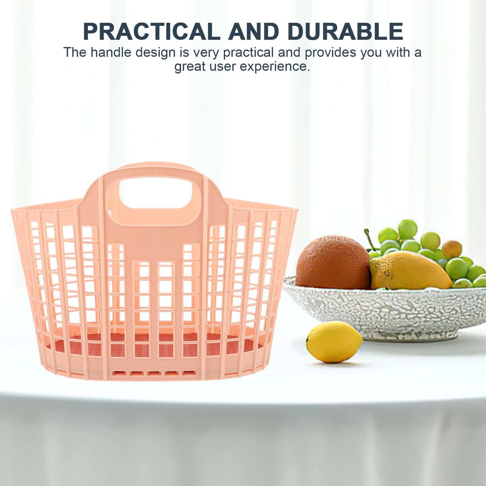 Luxshiny Plastic Shopping Basket 2pcs Plastic Organizer Storage Baskets with Handles, Bins Organizer Portable Shower Tote Fruit Vegetable Storage Basket for Bathroom Kitchen