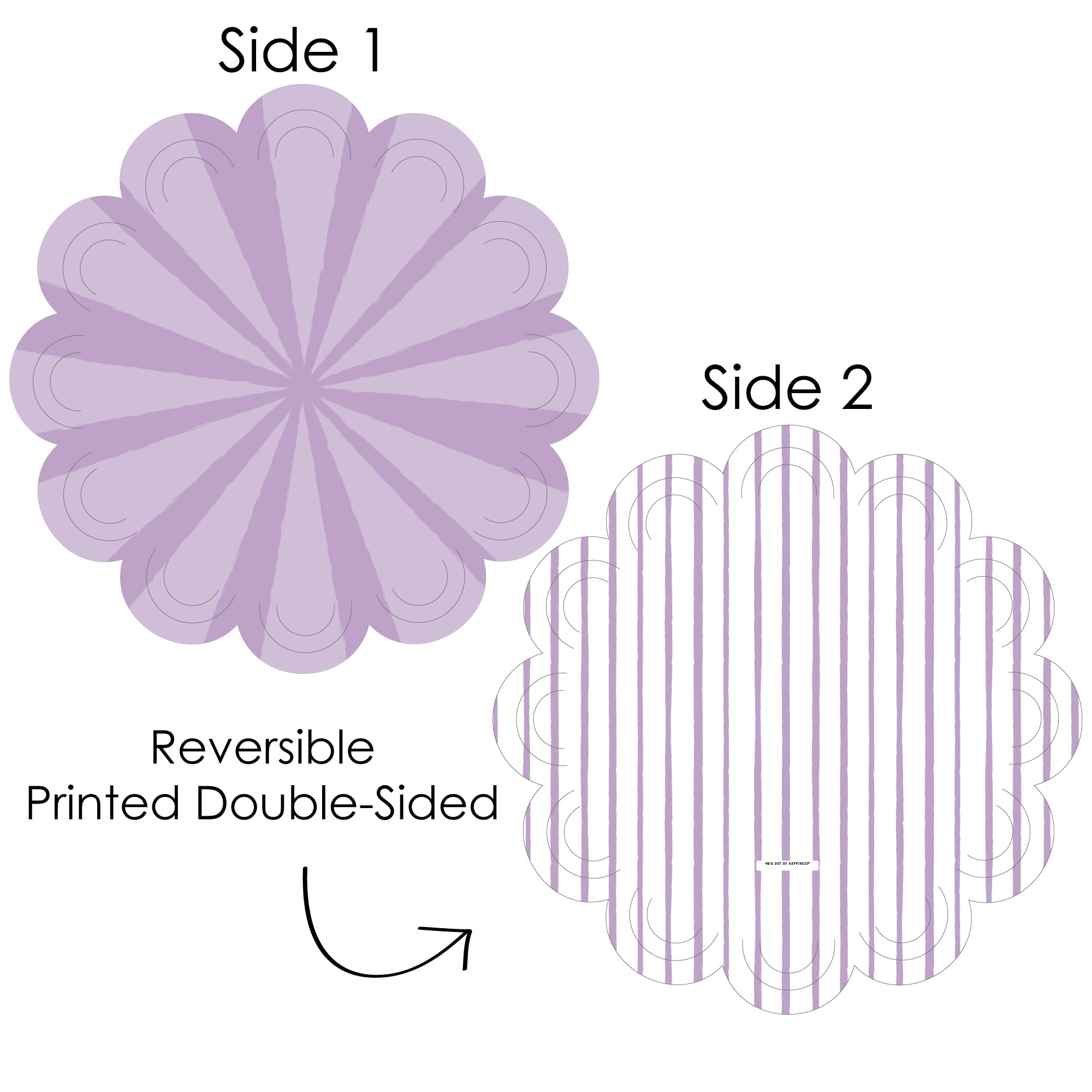 Big Dot of Happiness Purple Stripes - Simple Party Round Table Decorations - Paper Chargers - Place Setting For 12