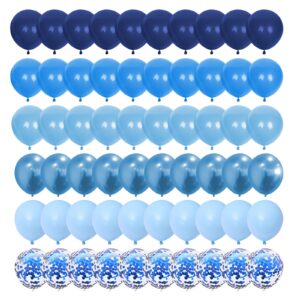 blue balloons 60 packs 12 inches navy blue metallic blue balloons baby light blue balloons and confetti helium balloons birthday decoration, bridal shower, wedding, baby shower boys men graduation