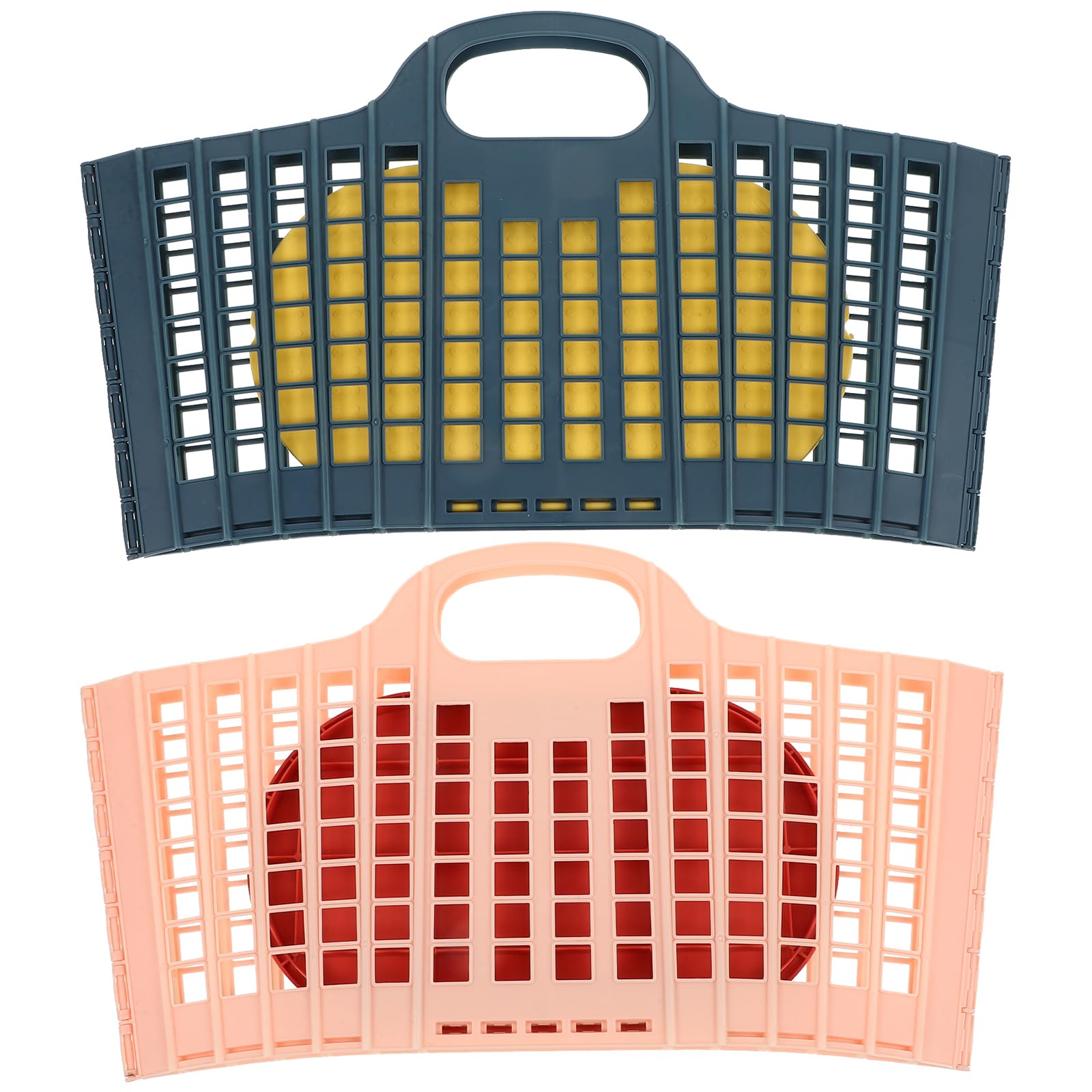 Luxshiny Plastic Shopping Basket 2pcs Plastic Organizer Storage Baskets with Handles, Bins Organizer Portable Shower Tote Fruit Vegetable Storage Basket for Bathroom Kitchen