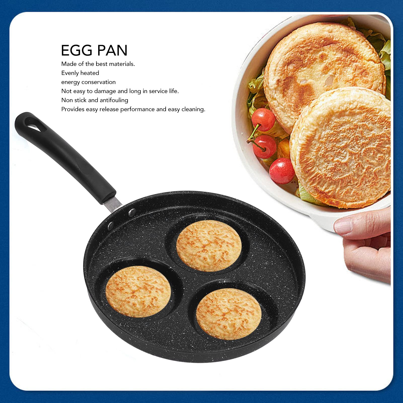 Cyrank Cast Iron 3 Cups Non-Stick Omelet Pan, Electric Stovetop Compatible, Easy to Clean