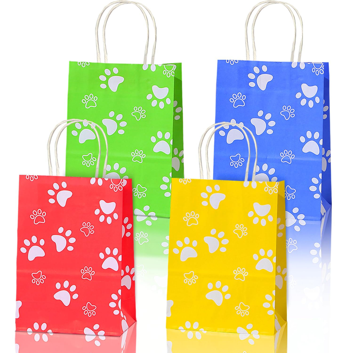 Puppy Dog Paw Print Party Favor Bags 24 Pcs Paw Print Theme Candy Treat Bags Thank You Paper Gift Bags with Handles for Baby Shower Birthday Wedding Party Favor Puppy Dog Paw Print Party Supplies