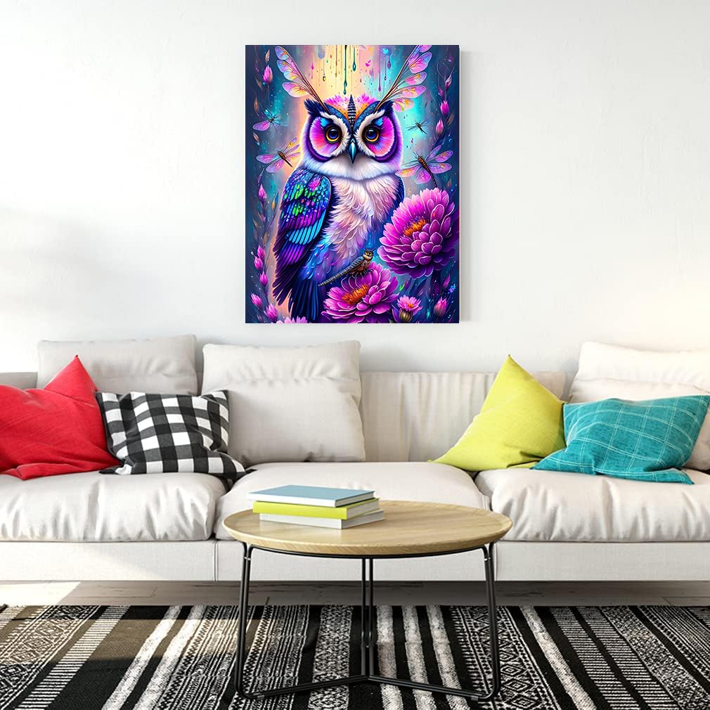 KEUASDV Diamond Painting Kits for Adults, Owl 5D DIY Diamond Art Kits Full Drill Diamond Dots for Gift Wall Decor and Relaxation Gem Arts 12x16 inch