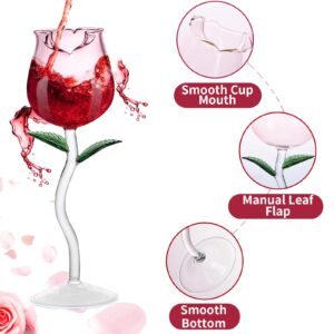 INFTYLE Rose Wine Glasses Set of 2 Creative Wine Goblet Champagne Flutes Classy Red Wine Glass, Ideal Gifts for Housewarming, Wedding, Birthday Celebrations