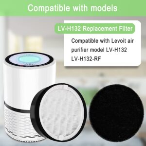 3 Pack LV-H132 Replacement Filter Compatible for LEVOIT LV-H132 Air Purifier LV-H132-RF, H13 True HEPA Filter, Activated Carbon Filter, Replace Part LV-H132-RF