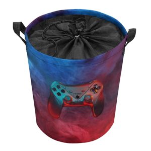 Teens Gamepad Kids Laundry Basket Modern Red Blue Mist Gamepad Video Game for Bathroom Storage College Dorm Family One Size