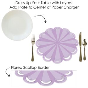 Big Dot of Happiness Purple Stripes - Simple Party Round Table Decorations - Paper Chargers - Place Setting For 12