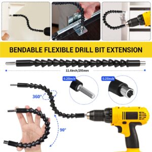 Flexible Drill Bit Extension Set, 105° Right Angle Drill Attachmen, Rotatable Joint Socket 1/4 3/8 1/2 In Hex Socket Adapter, Bendable Drill Bit Extension, Bit Holder Extension Screwdriver Bit Kit