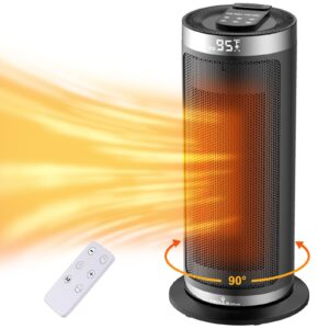 portable 1500w electric space heater with remote control & thermostat, 4 heating modes, 12-hour timer, 90° oscillation, digital display, ptc ceramic for fast heating - ideal for bedrooms and offices