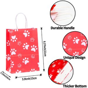 Puppy Dog Paw Print Party Favor Bags 24 Pcs Paw Print Theme Candy Treat Bags Thank You Paper Gift Bags with Handles for Baby Shower Birthday Wedding Party Favor Puppy Dog Paw Print Party Supplies