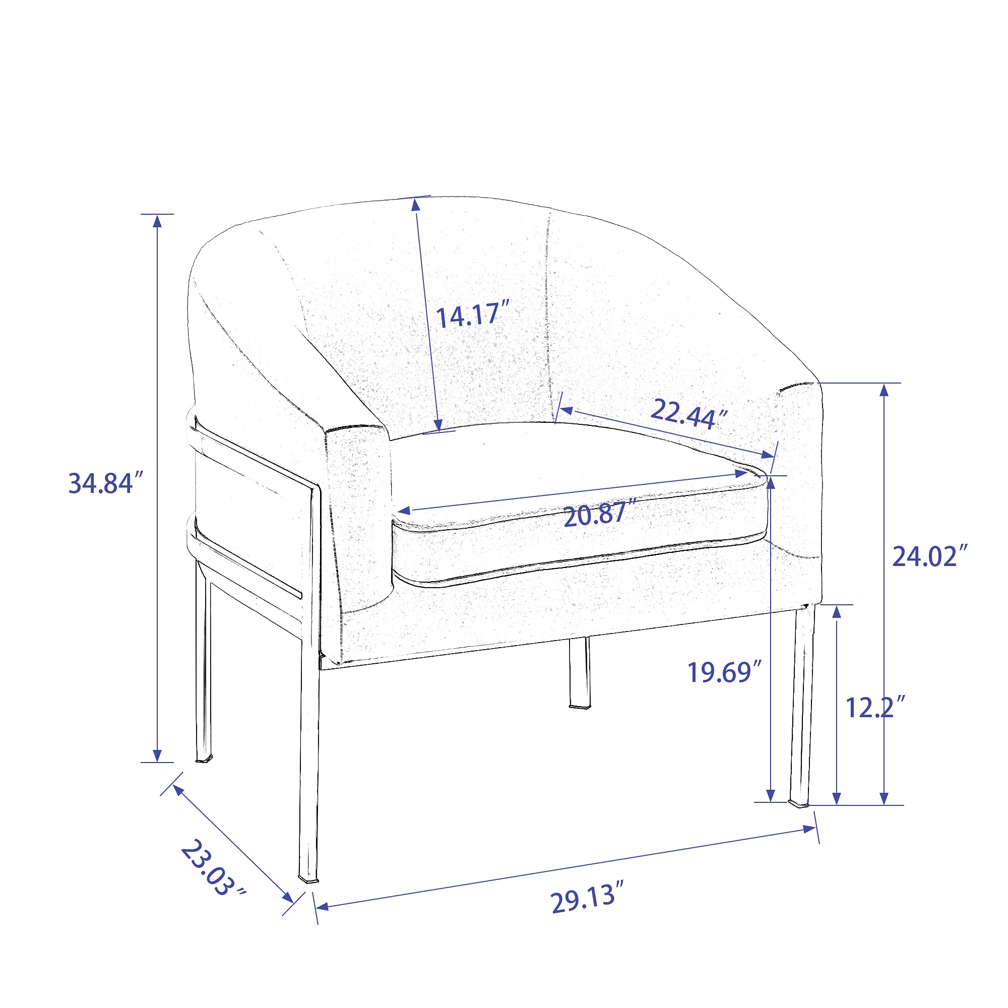 annjoe Accent Chair Living Room Chair Arm Chair Upholstered Chair Leisure Chair with Metal Frame Legs for Home Kitchen Bedroom Set of 2