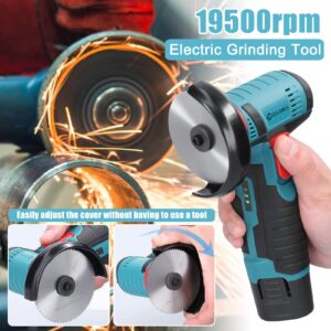 Angle Grinder Tool, Geevorks Mini Angle Grinder Cordless 12V 19500RPM with 2PCS 2000mAh Battery, Nylon Cutting Blade-s/Grinding Disc/Metal Cutting Disc