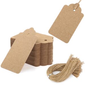 vgoodall 150pcs kraft paper gift tags with strings，brown blank tags hanging labels for gift bags box name tags clothes price tags