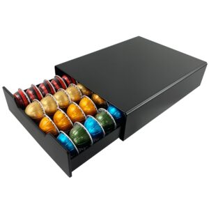 meelio coffee pods holder, nespresso pods holder storage drawer compatible with nespresso vertuo capsules dolce gusto and k-cup, capsule storage drawer organizer （24-40pods）