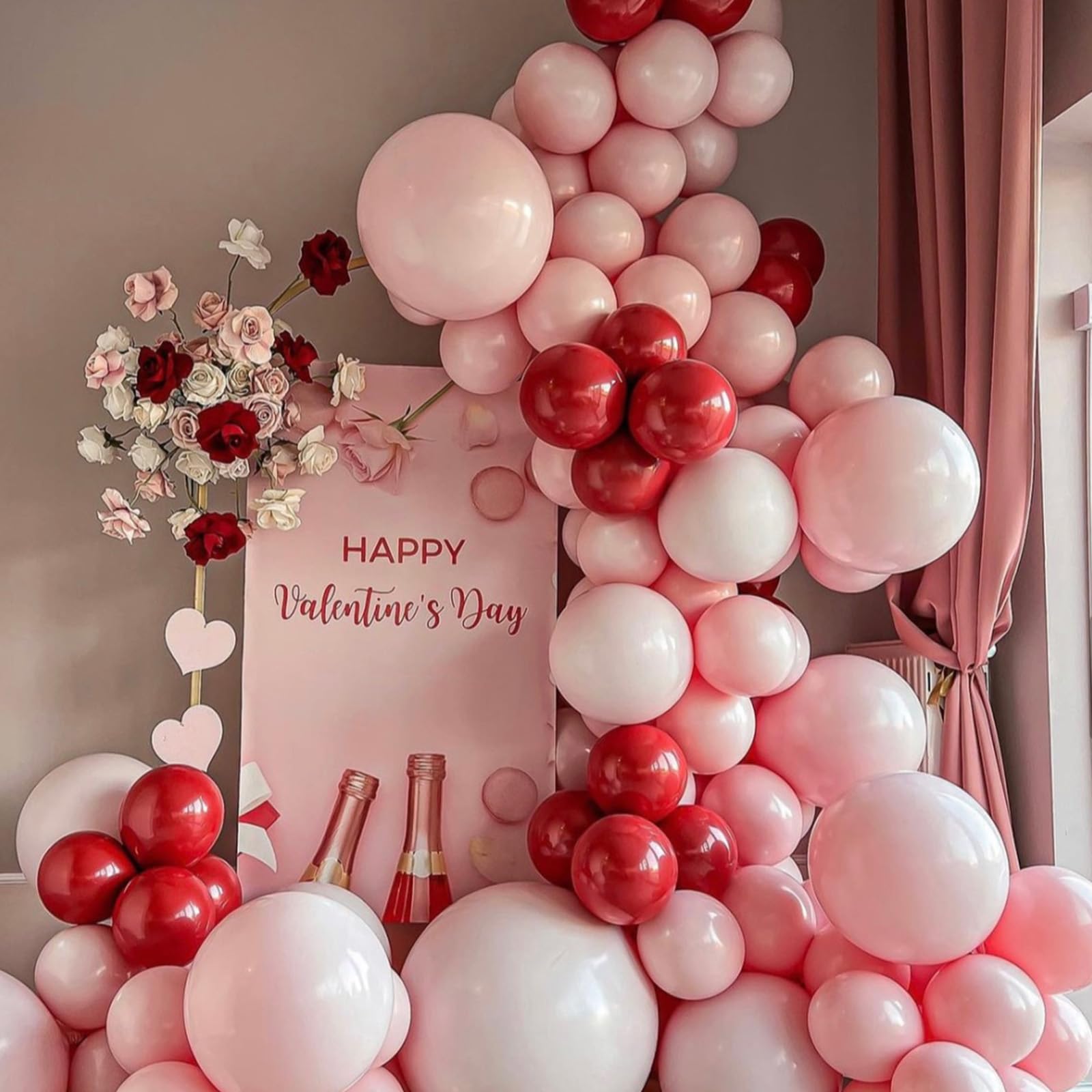 Pink Balloons Double Stuffed, Pastel Pink Balloon Garland Light Pink Balloons Different Sizes 18/12/10/5 Inch Baby Pink Balloon Arch Kit for Birthday Baby Shower Gender Reveal Bridal Party Decorations