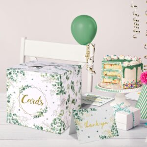 Gatherfun Sage Greenery Bridal Shower Card Box,Wedding Cards Box and Baptism Envelope Box for Wedding Gift Baby or Bridal Shower Party Favors Decorations Party Supplies