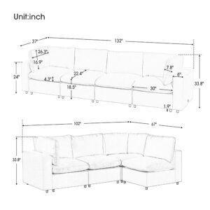 DREAMODERN Modular Sofa Sectional Couch for Living Room, Futon Sofa Upholstered Reversible Couch for Apartment - Grey